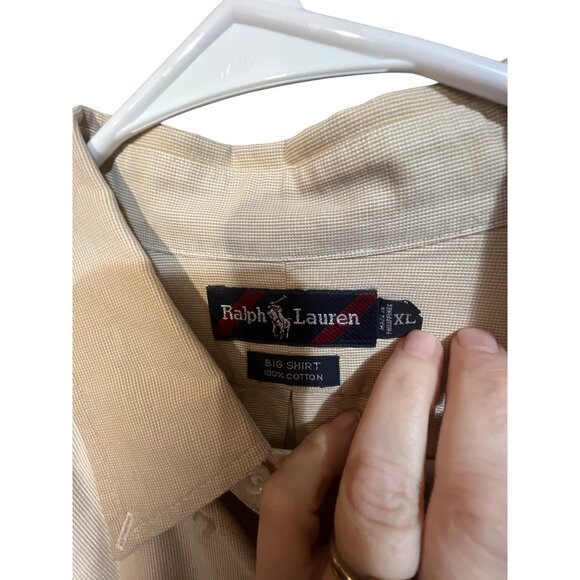 Ralph Lauren Mens XL Beige Big Shirt‎ 100% Cotton Long Sleeve Button-Up - Picture 4 of 4